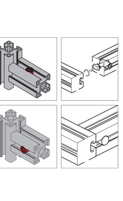 鋁型材內置內連接件安裝示意圖